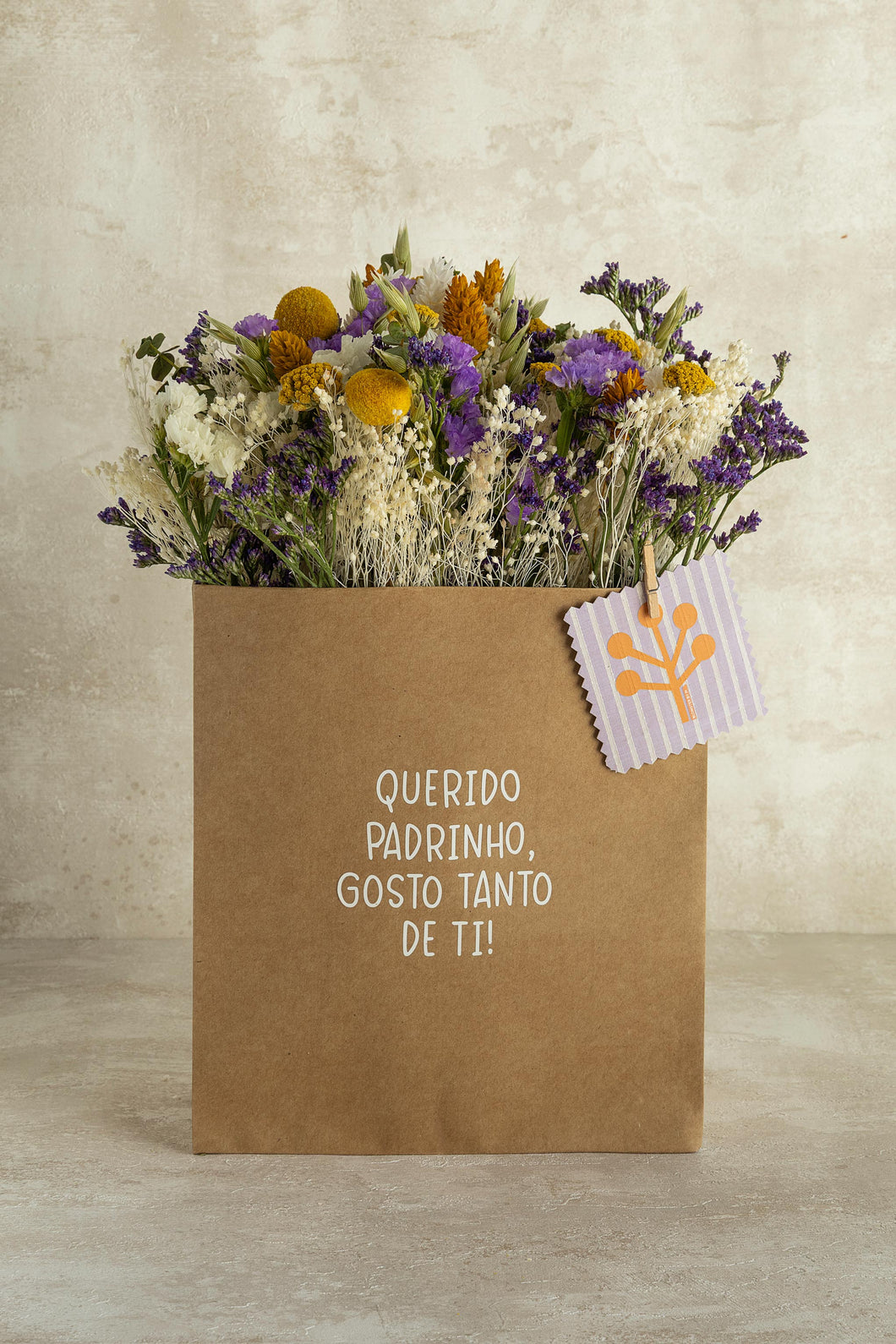 Saco Padrinho com flores secas